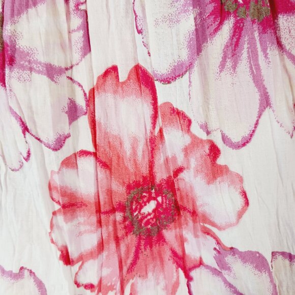 Lalla Nissa, Tiered Maxi Floral Skirt, Medium, Floral Print Stretch Waist w/ Tie - Picture 11 of 15